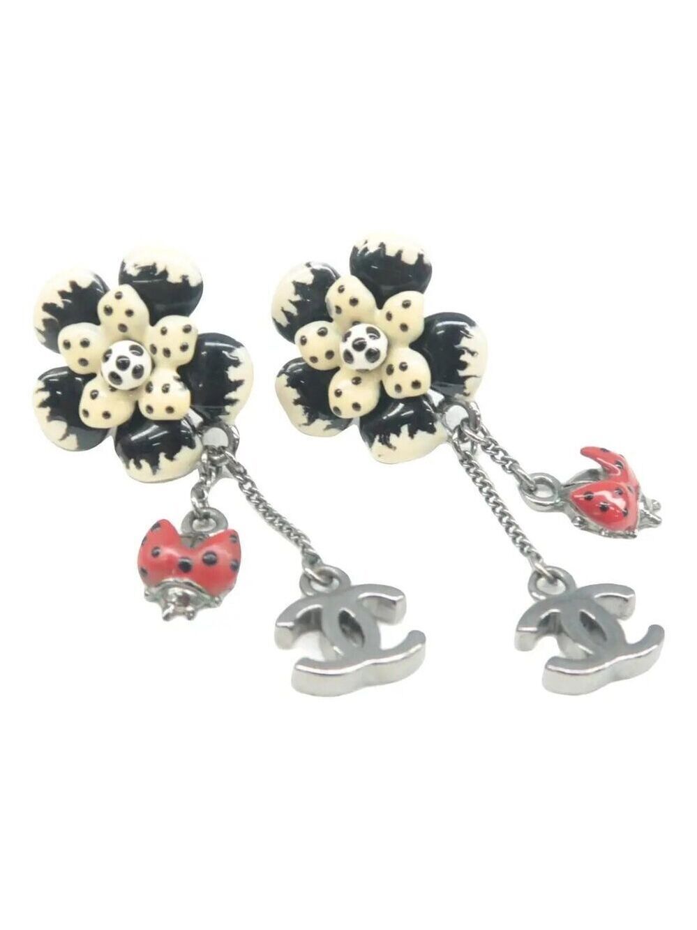 CHANEL Lady Bug Metal Earrings 489-012925